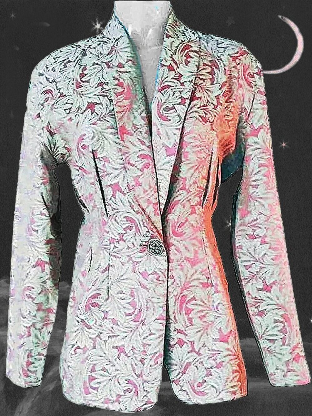 Summer Blazer Long Tapered Tailored Damask - 80s Hourglass - Spring & Fall Too!